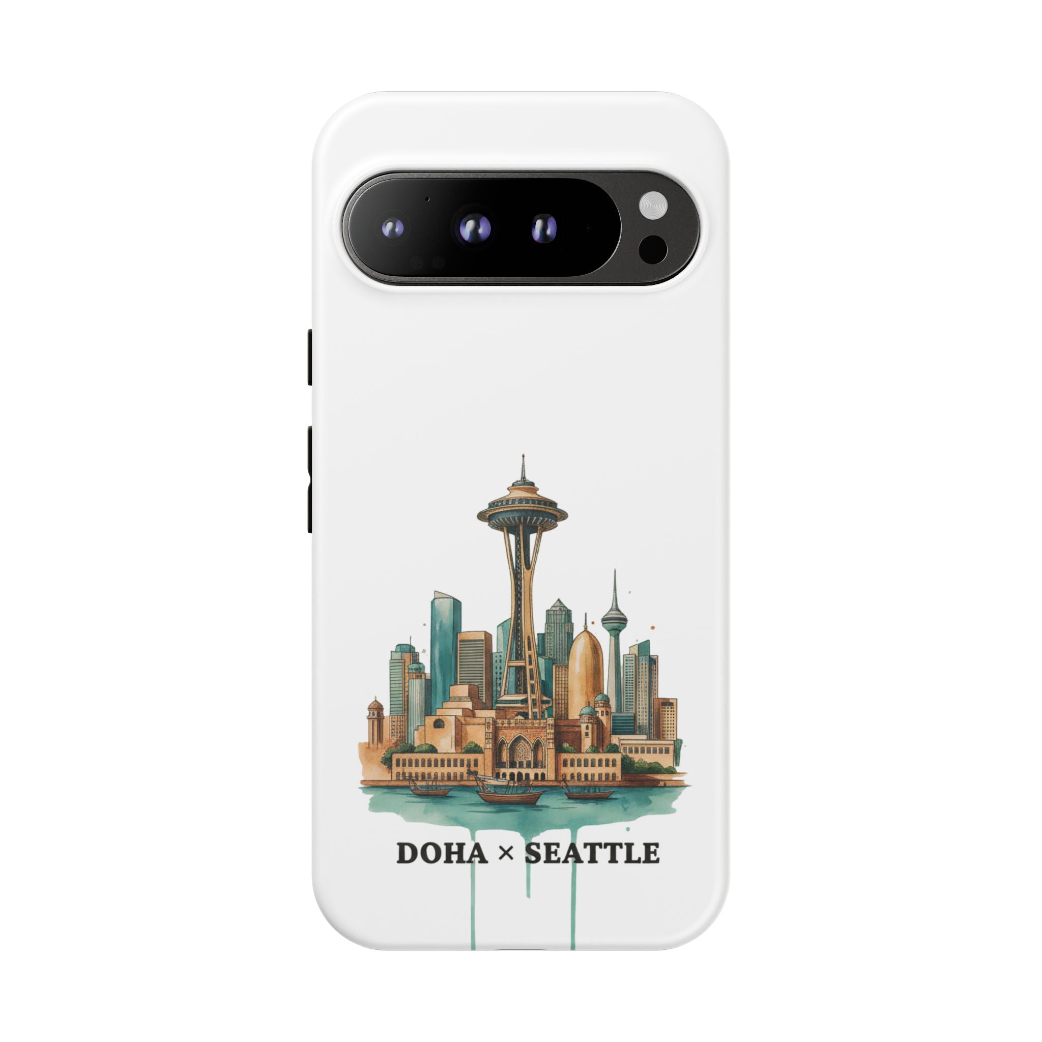 Doha x Seattle Skyline Tough Phone Case — Cityscape Protective Phone Cover
