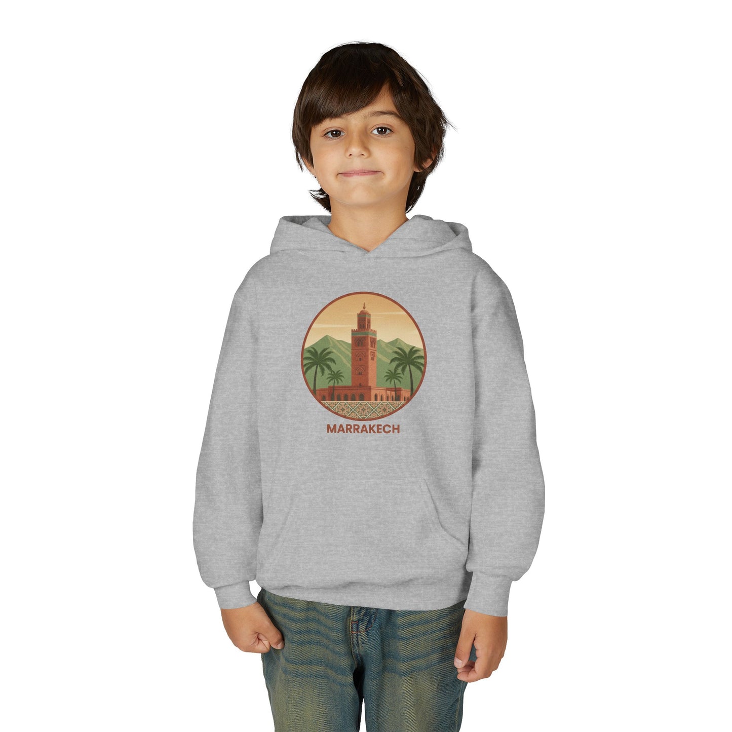 Marrakech Youth Hoodie – Vintage Palm Sunset Travel Sweatshirt
