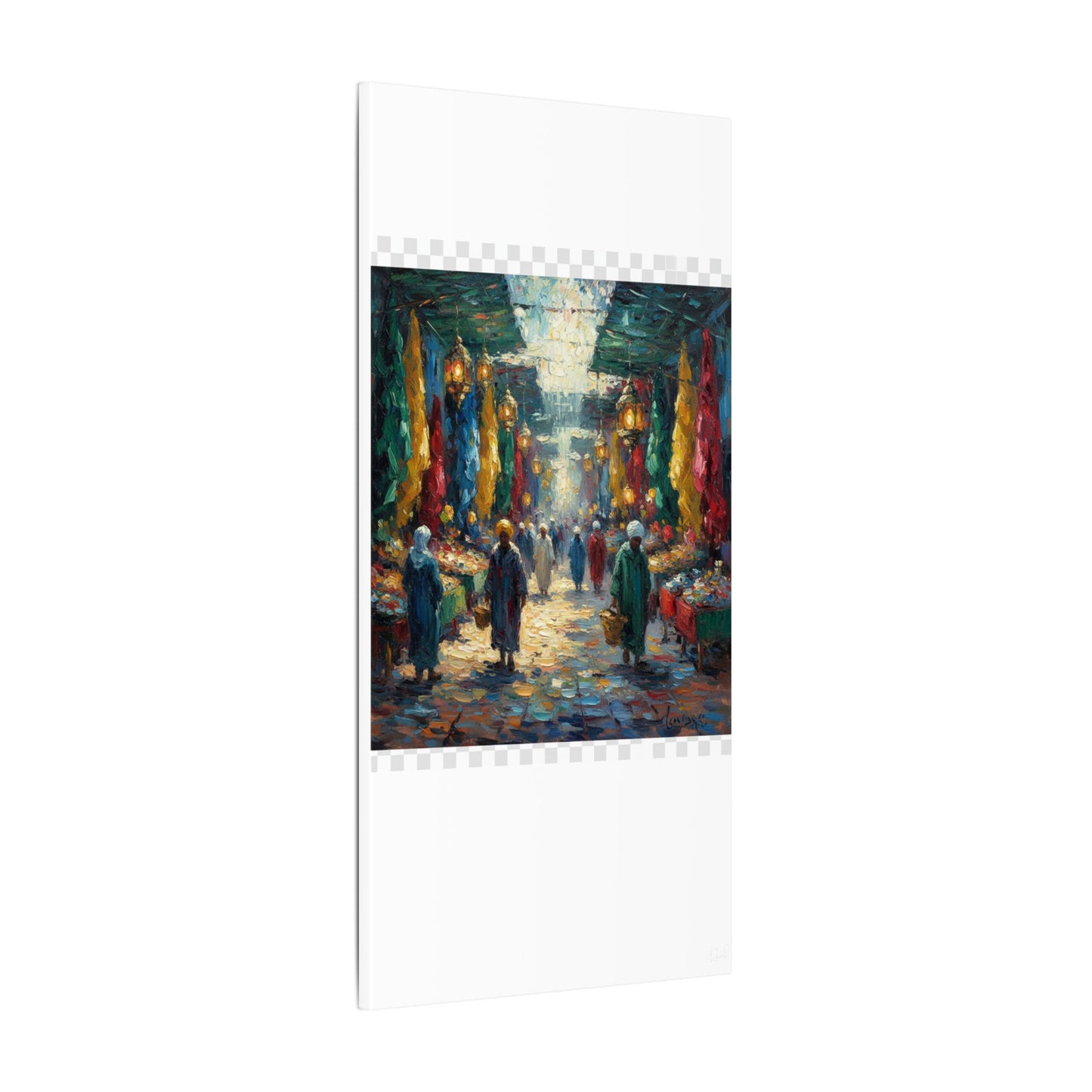 Middle Eastern Market Matte Canvas Wall Art — Colorful Bazaar Street Scene