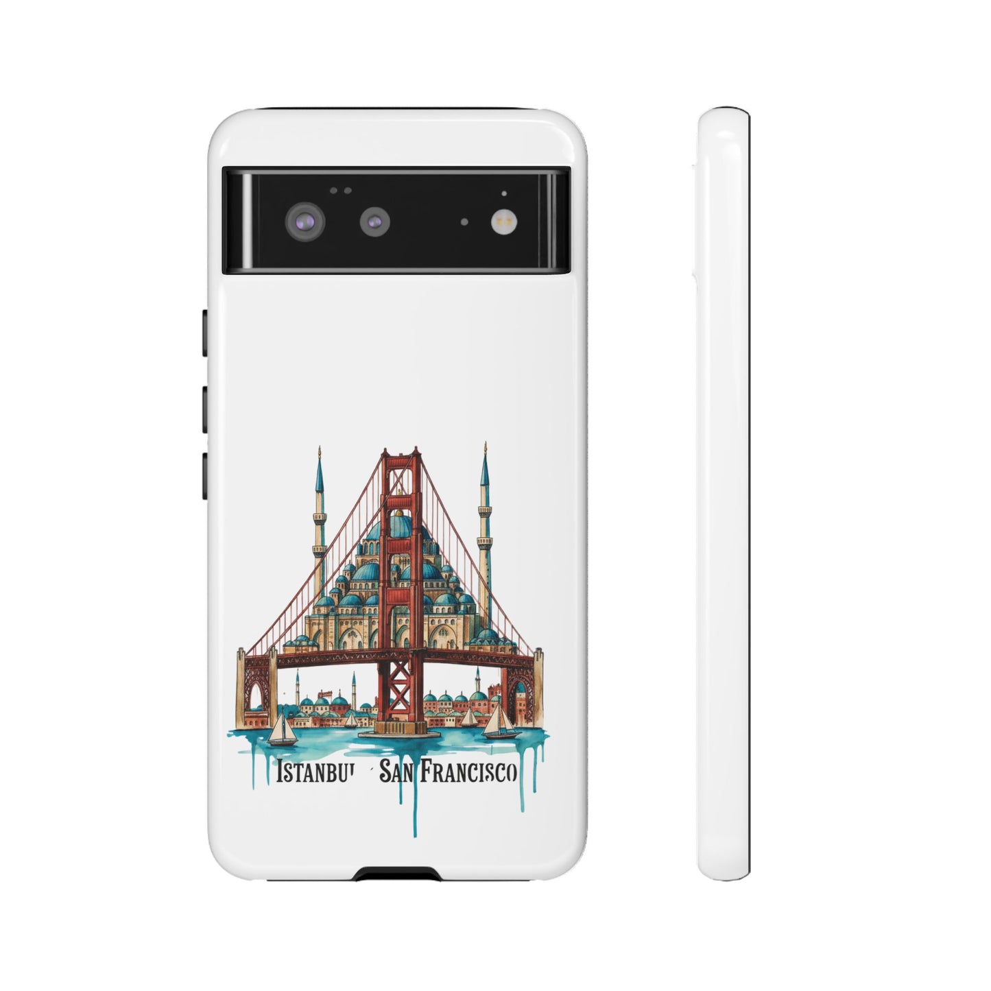 City Bridge Phone Case — Istanbul × San Francisco Illustrated Travel Design