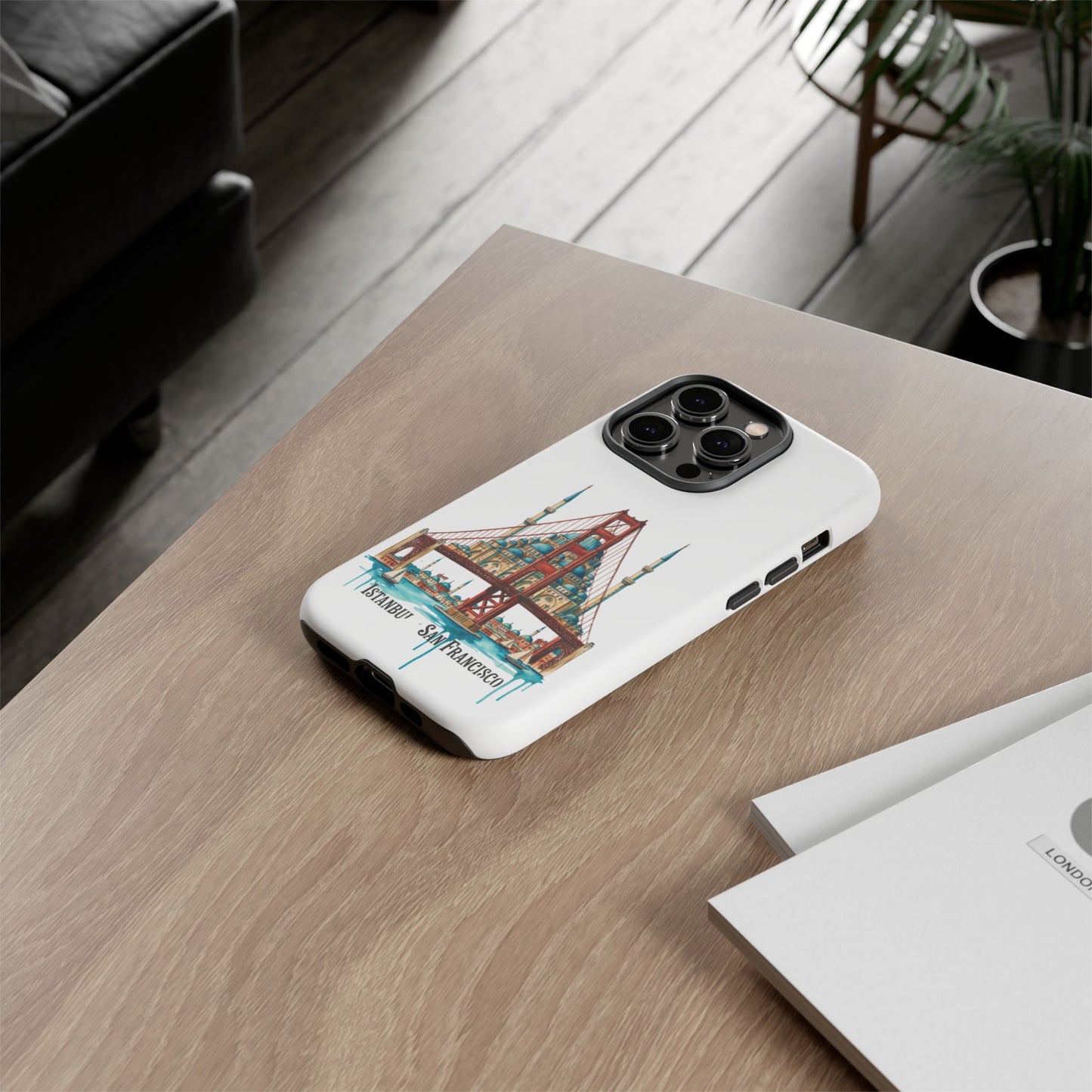 City Bridge Phone Case — Istanbul × San Francisco Illustrated Travel Design