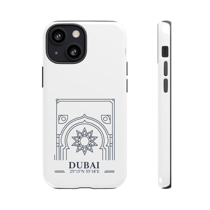 Dubai Architectural Phone Case — Minimal Souvenir Travel Design with Coordinates