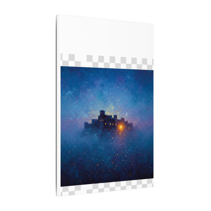 Tableau sur toile mate « Forteresse de la Nuit Étoilée » — Paysage mystique de château bleu