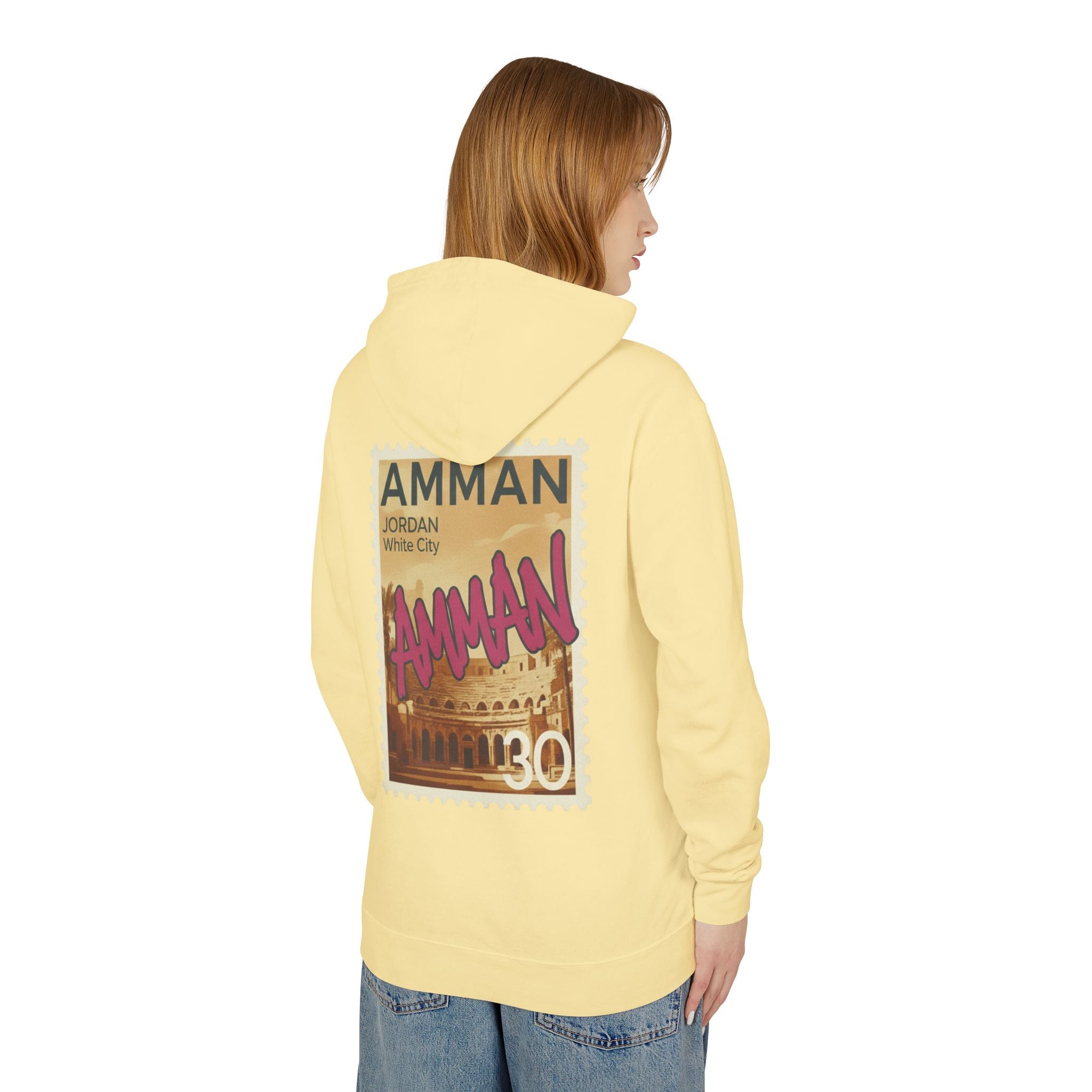 Amman Stamp Hoodie — Vintage Jordan Travel Graphic Sweatshirt
