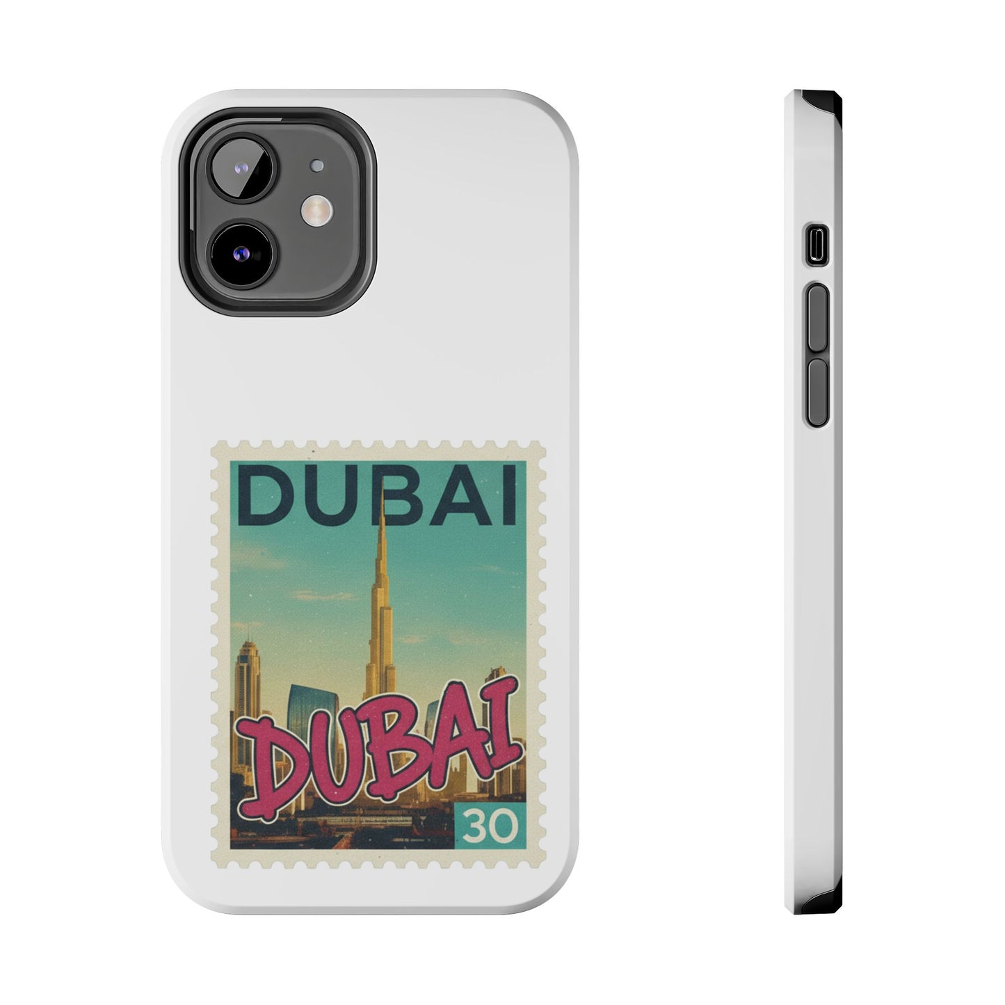 Coque de téléphone motif timbre-poste de Dubaï — Coque iPhone résistante inspirée du voyage
