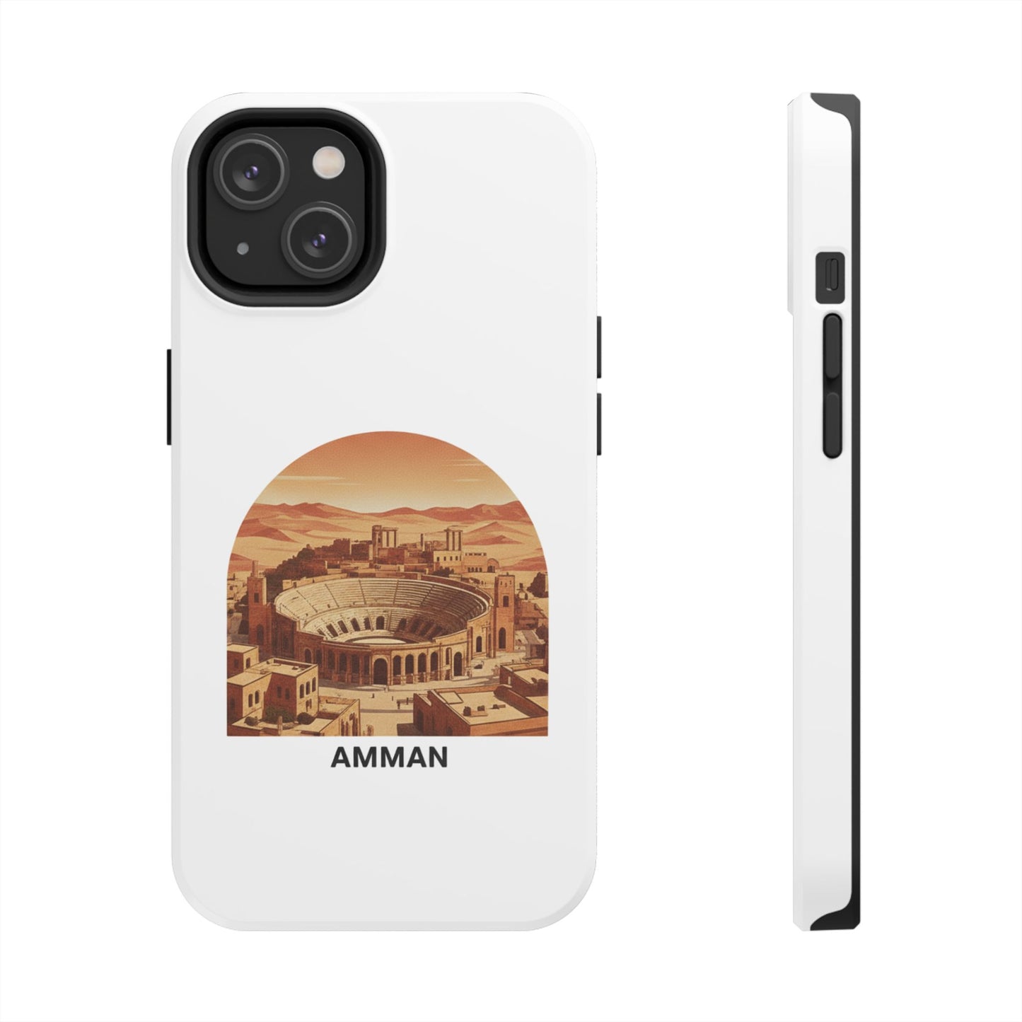 Amman Coliseum Tough Phone Case — Vintage Desert Cityscape Protective Cover