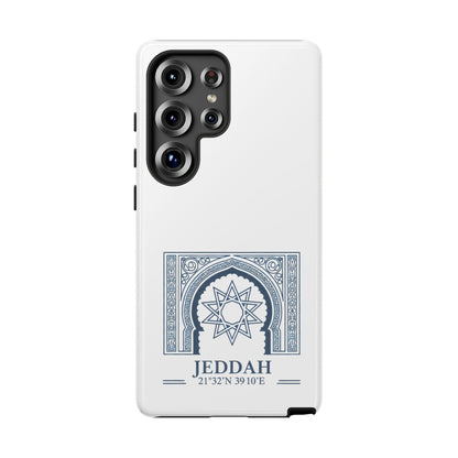Jeddah Coordinates Phone Case — Blue Islamic Arch Travel Souvenir