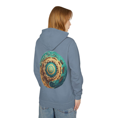 Planetary Beach Circle Hoodie — Coastal Mini-World Graphic Pullover