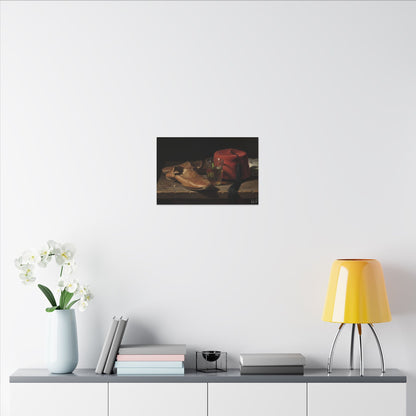 Still Life Canvas Print — Leather Shoes & Red Fez Wall Art