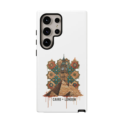 Cairo × London Phone Case — Vintage Mosaic Pyramids & Big Ben Travel Design