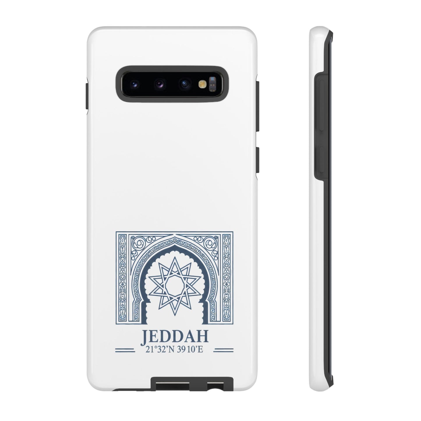 Jeddah Coordinates Phone Case — Blue Islamic Arch Travel Souvenir