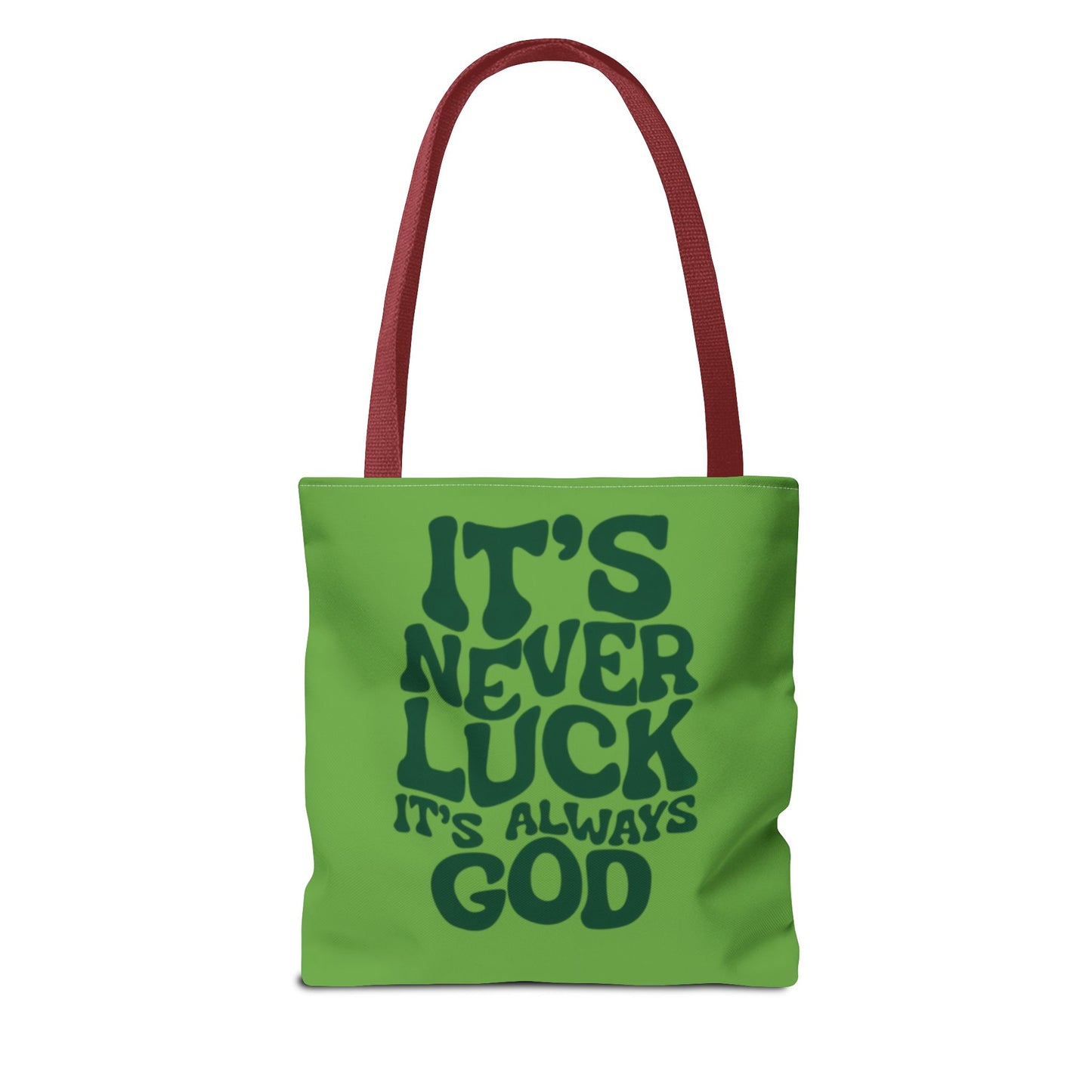 Faith Quote Tote Bag — "It's Never Luck, It's Always God" Cotton Tote