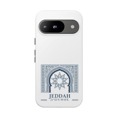 Jeddah Coordinates Phone Case — Blue Islamic Arch Travel Souvenir