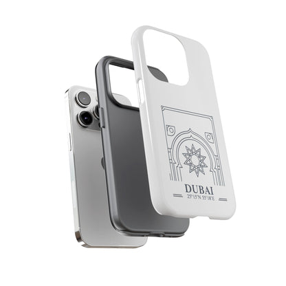 Dubai Architectural Phone Case — Minimal Souvenir Travel Design with Coordinates