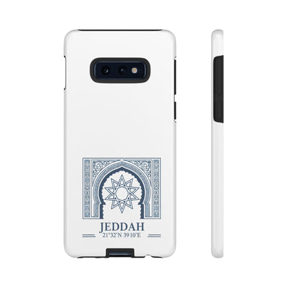 Jeddah Coordinates Phone Case — Blue Islamic Arch Travel Souvenir