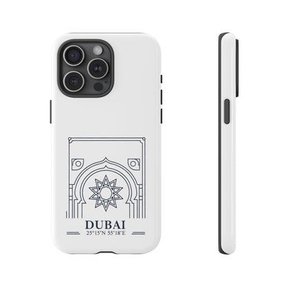 Dubai Architectural Phone Case — Minimal Souvenir Travel Design with Coordinates