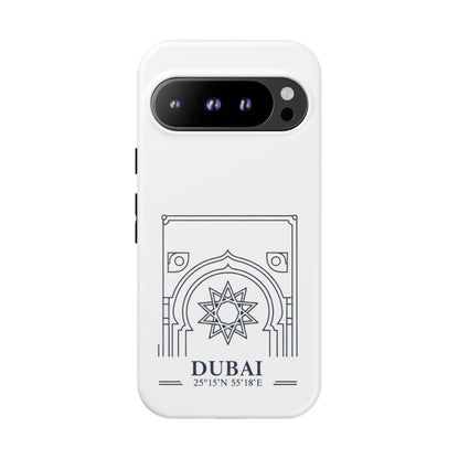Dubai Architectural Phone Case — Minimal Souvenir Travel Design with Coordinates