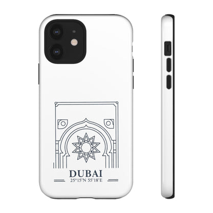 Dubai Architectural Phone Case — Minimal Souvenir Travel Design with Coordinates