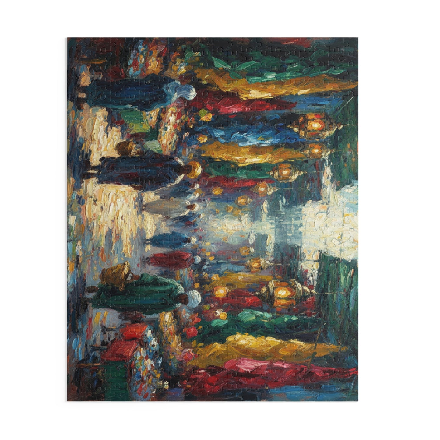 Marketplace Evening Street Puzzle — 120/252/500-Piece Scenic Jigsaw