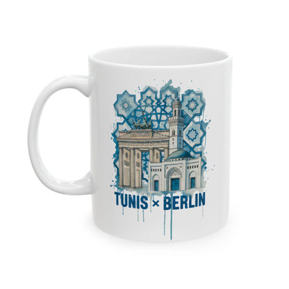 Turkey Travel Mug - Istanbul Blue Tile Design Ceramic Coffee Cup (11oz, 15oz)