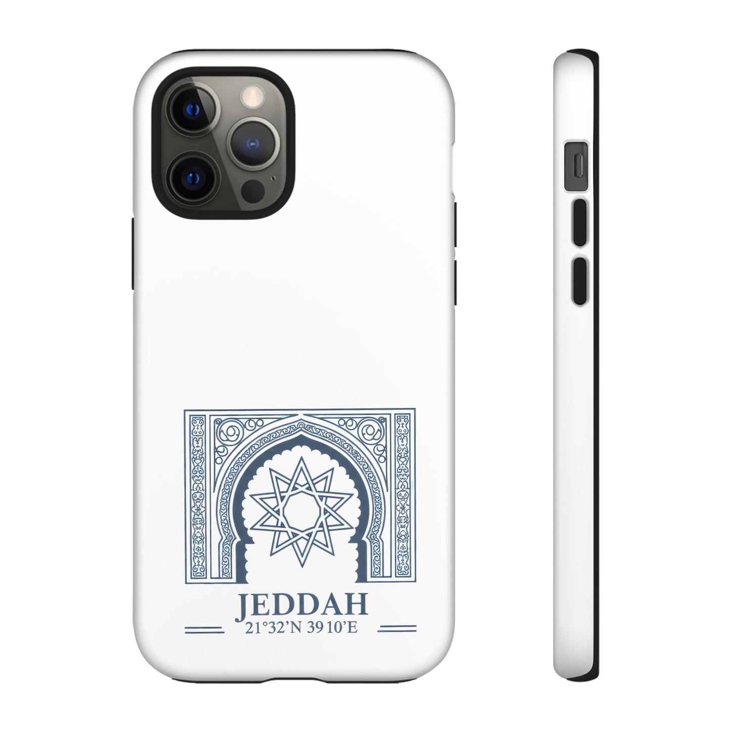 Jeddah Coordinates Phone Case — Blue Islamic Arch Travel Souvenir