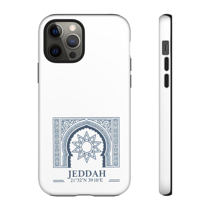 Jeddah Coordinates Phone Case — Blue Islamic Arch Travel Souvenir