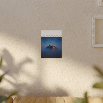 Tableau sur toile mate « Forteresse de la Nuit Étoilée » — Paysage mystique de château bleu