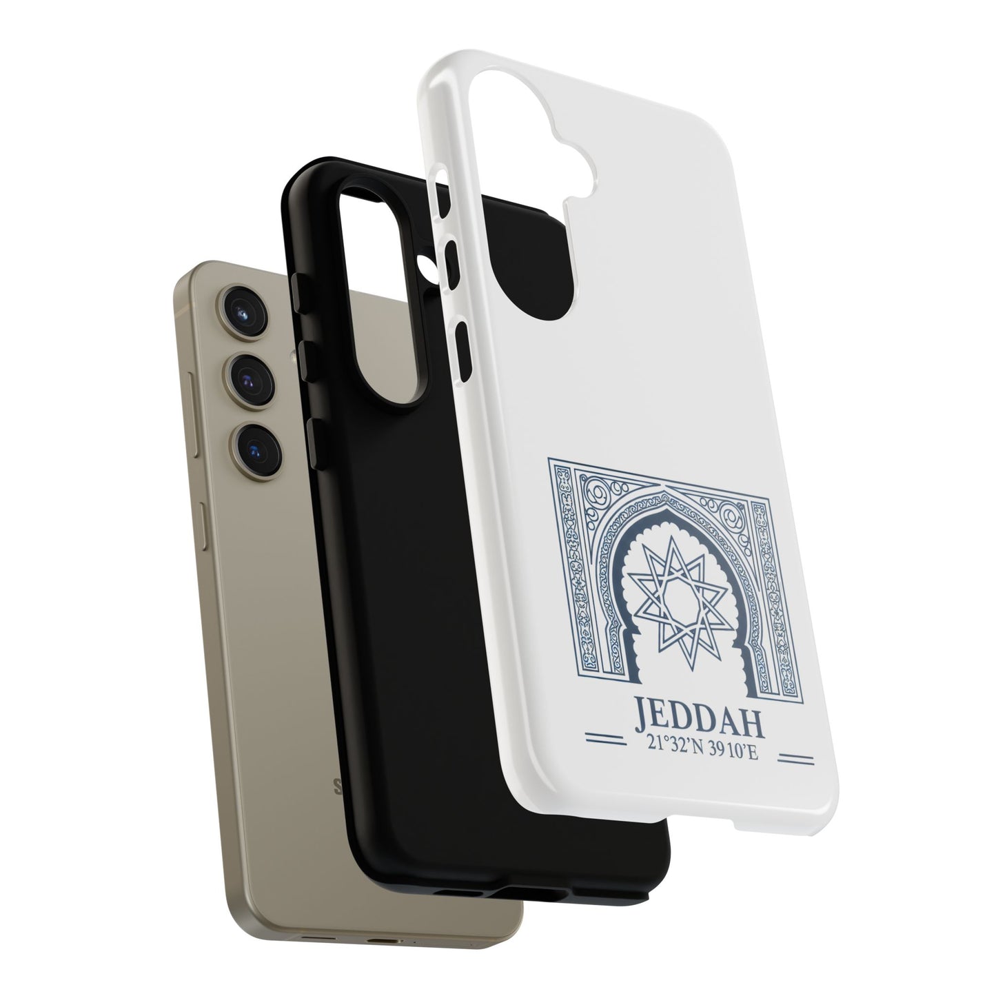 Jeddah Coordinates Phone Case — Blue Islamic Arch Travel Souvenir