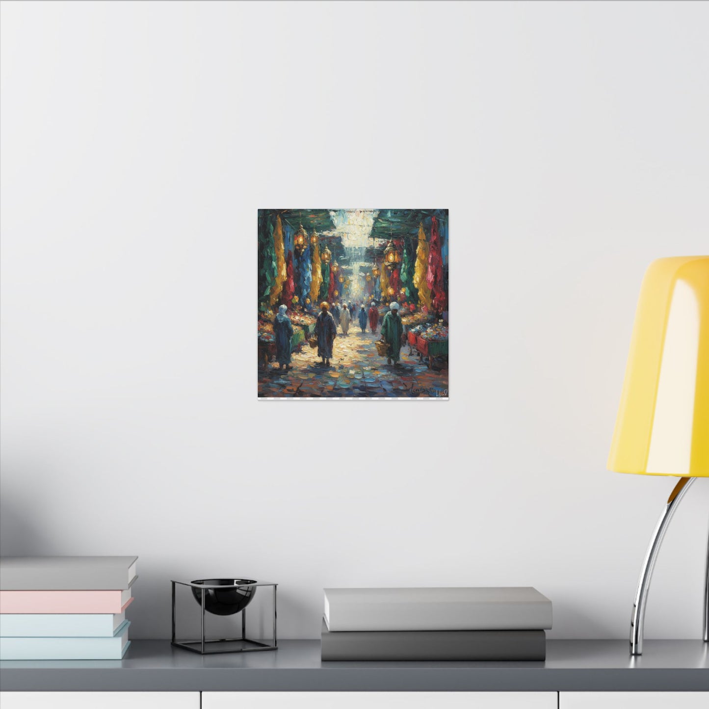 Middle Eastern Market Matte Canvas Wall Art — Colorful Bazaar Street Scene