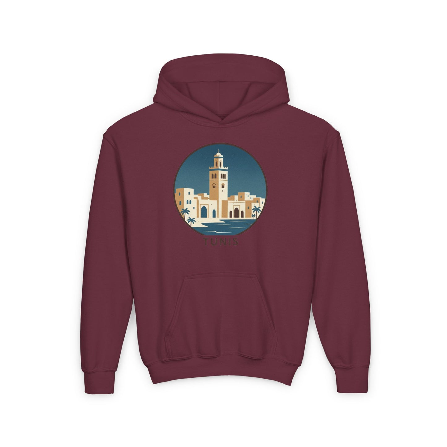 Tunis Youth Hoodie — Retro Tunis Cityscape Sweatshirt