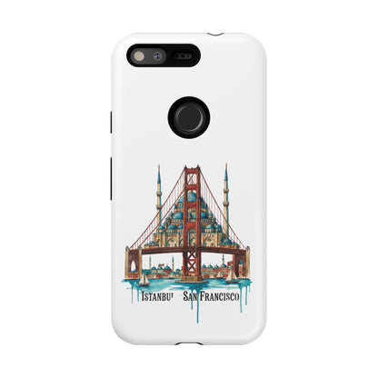 City Bridge Phone Case — Istanbul × San Francisco Illustrated Travel Design