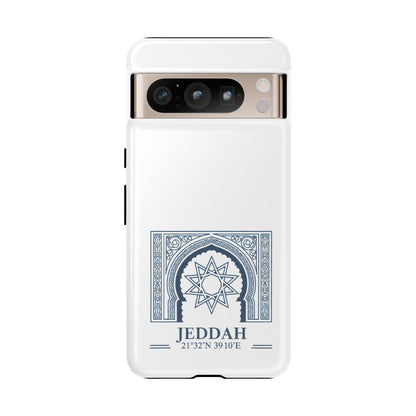 Jeddah Coordinates Phone Case — Blue Islamic Arch Travel Souvenir