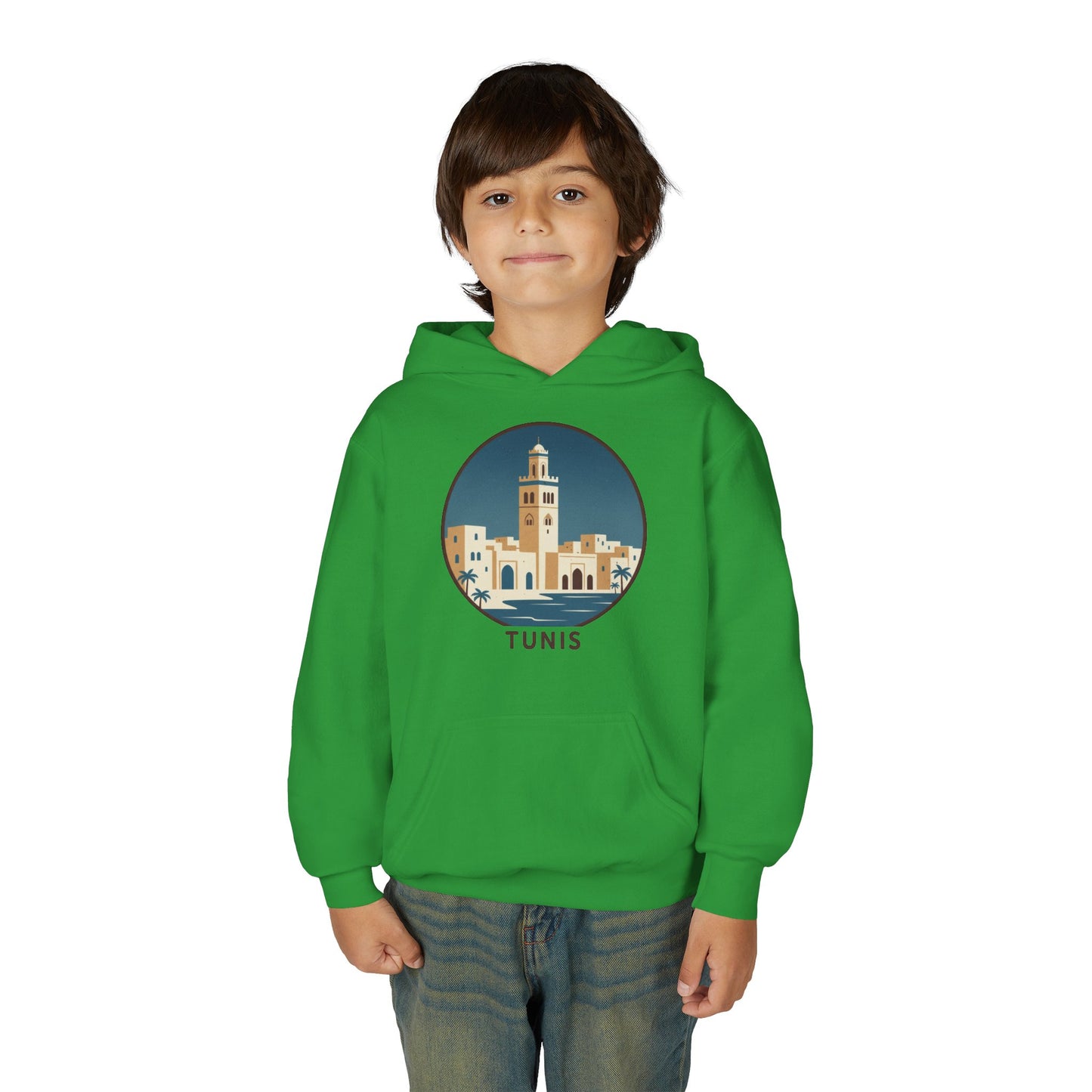Tunis Youth Hoodie — Retro Tunis Cityscape Sweatshirt