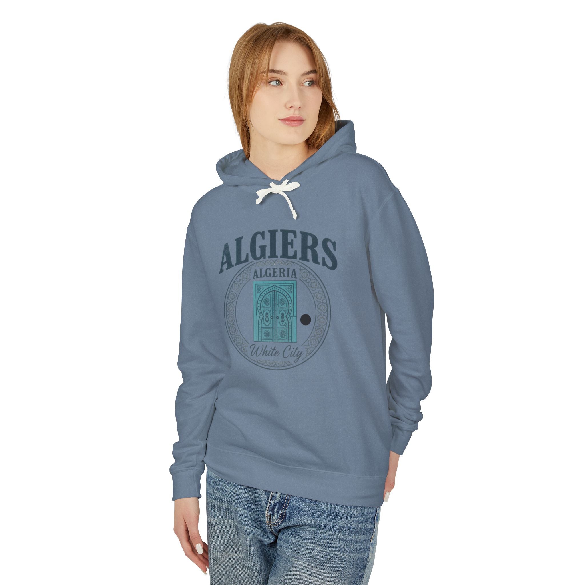 Algiers Algeria Vintage Door Hoodie — White City Travel Sweatshirt