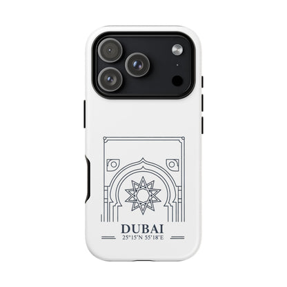 Dubai Architectural Phone Case — Minimal Souvenir Travel Design with Coordinates