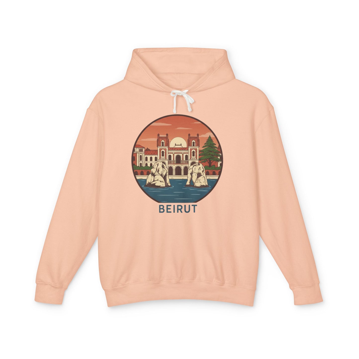Beirut Vintage Landmark Hoodie — Retro Cityscape Graphic Hooded Sweatshirt