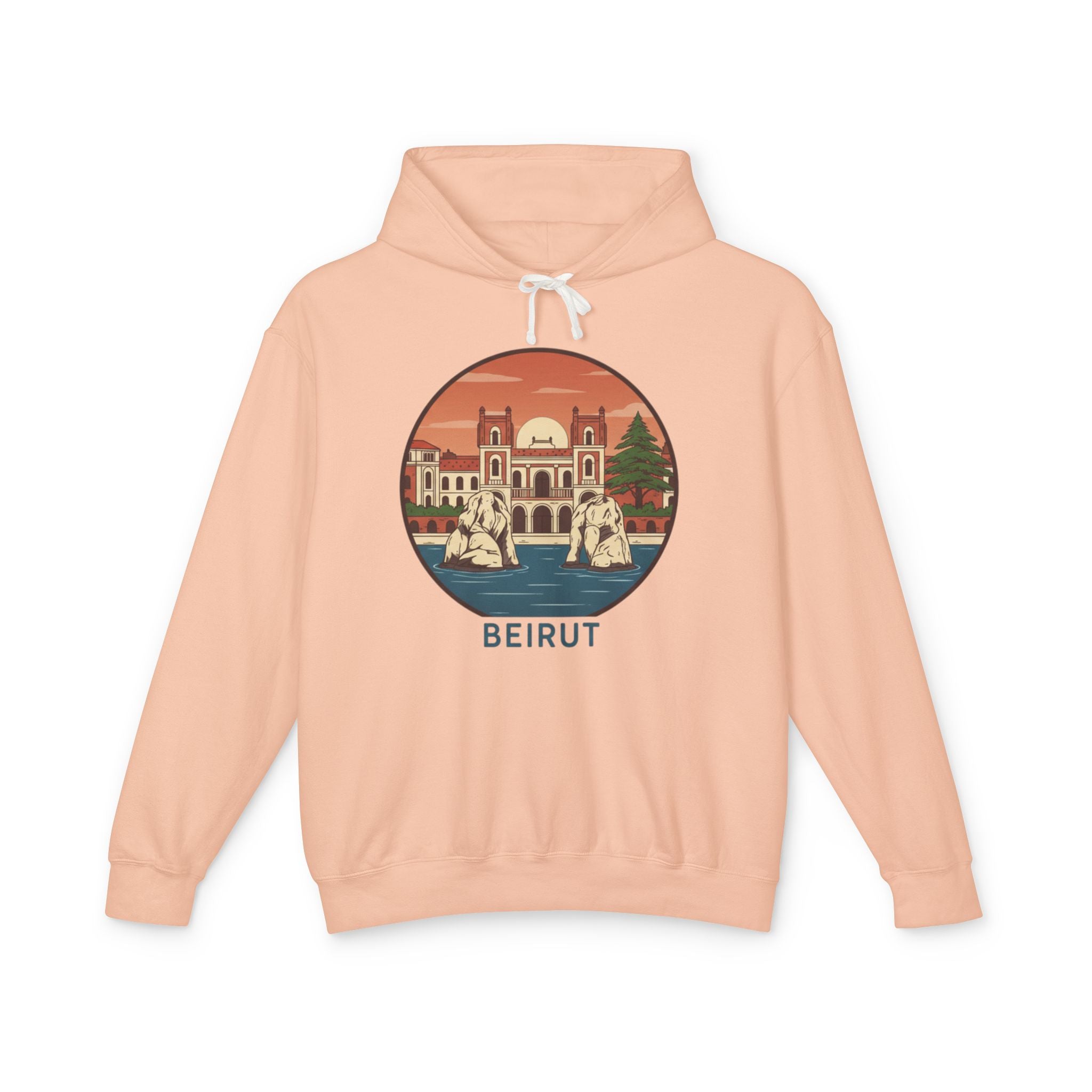 Beirut Vintage Landmark Hoodie — Retro Cityscape Graphic Hooded Sweatshirt