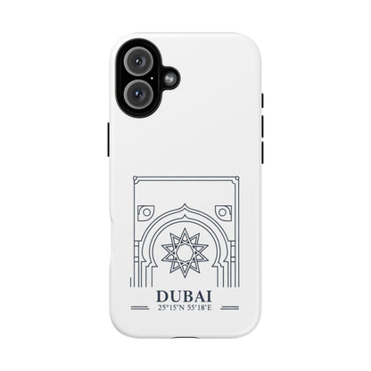 Dubai Architectural Phone Case — Minimal Souvenir Travel Design with Coordinates