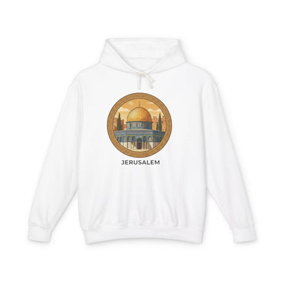 Jerusalem Dome Graphic Hoodie — Vintage Holy City Travel Sweatshirt