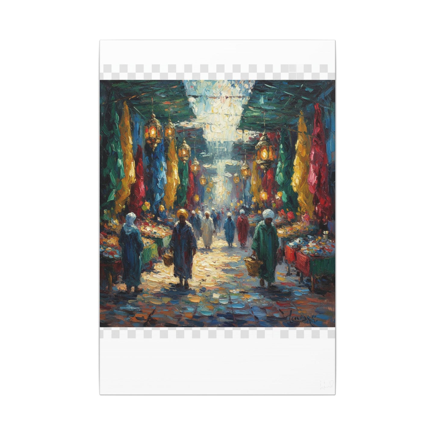 Middle Eastern Market Matte Canvas Wall Art — Colorful Bazaar Street Scene