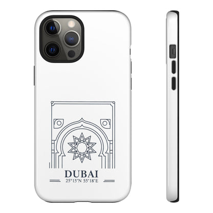 Dubai Architectural Phone Case — Minimal Souvenir Travel Design with Coordinates