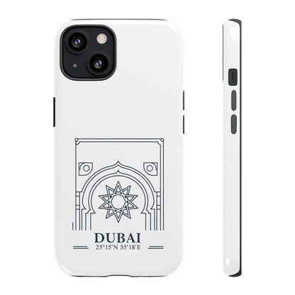 Dubai Architectural Phone Case — Minimal Souvenir Travel Design with Coordinates