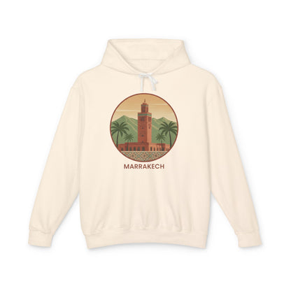 Marrakech Vintage Travel Hoodie — Retro Palm Tree Morocco Sweatshirt