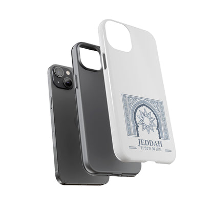 Jeddah Coordinates Phone Case — Blue Islamic Arch Travel Souvenir