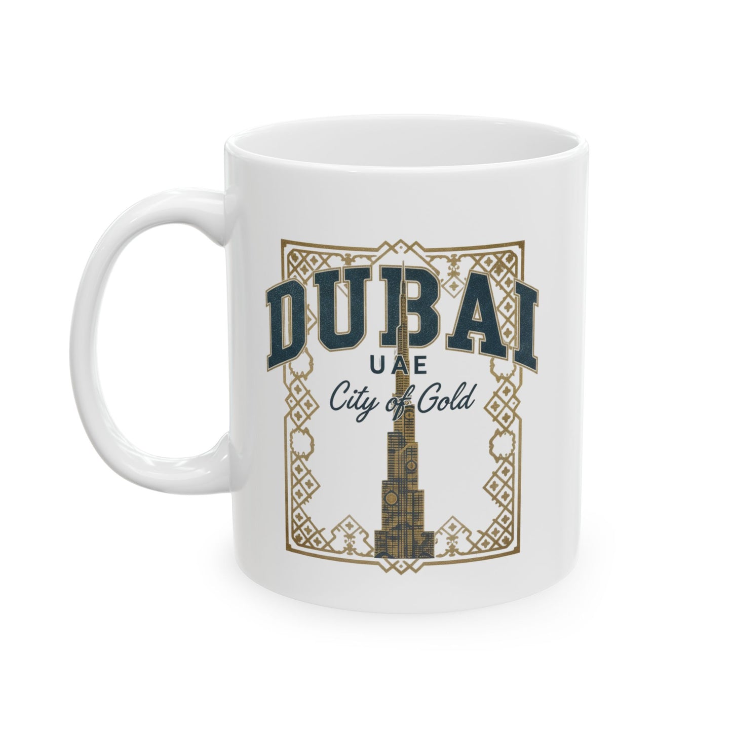 Mug en céramique Dubaï Cité d'Or – Tasse à café souvenir Burj Khalifa (325 ml/445 ml)