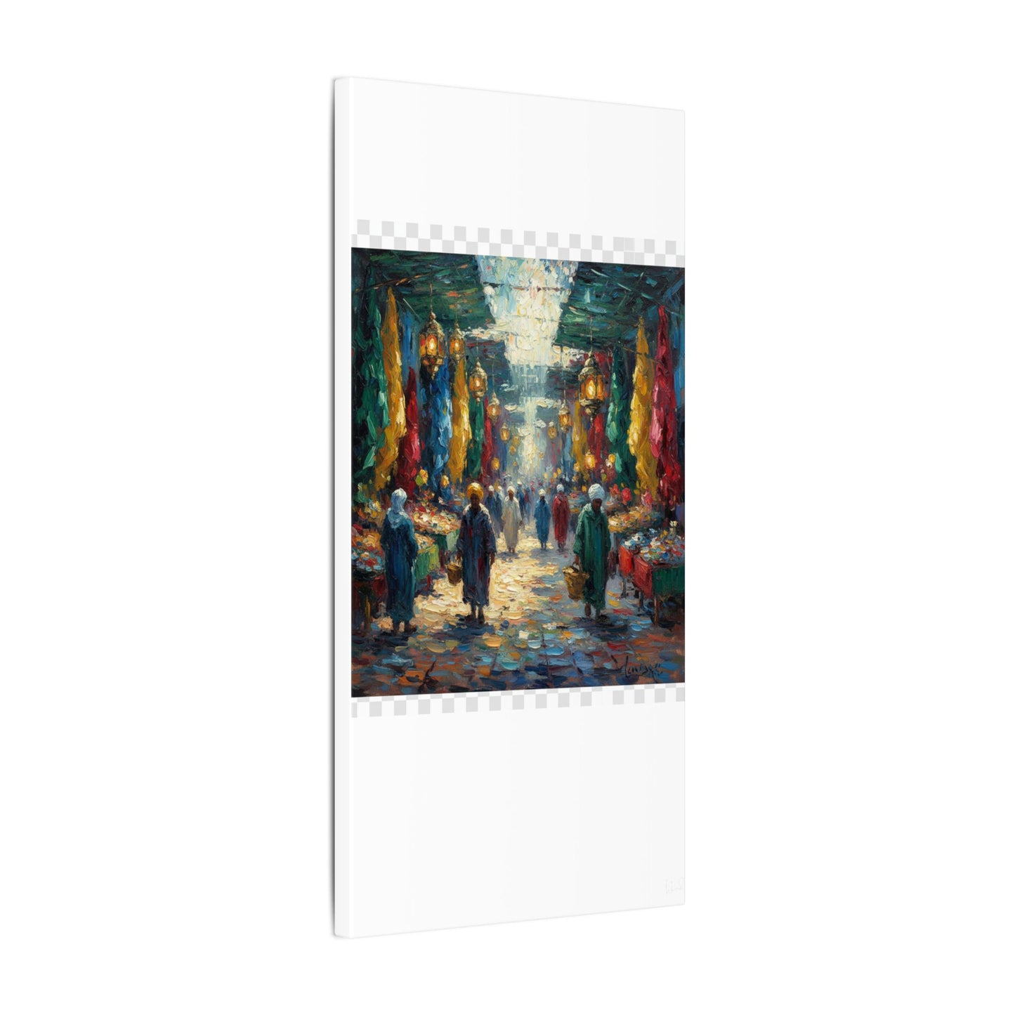 Middle Eastern Market Matte Canvas Wall Art — Colorful Bazaar Street Scene