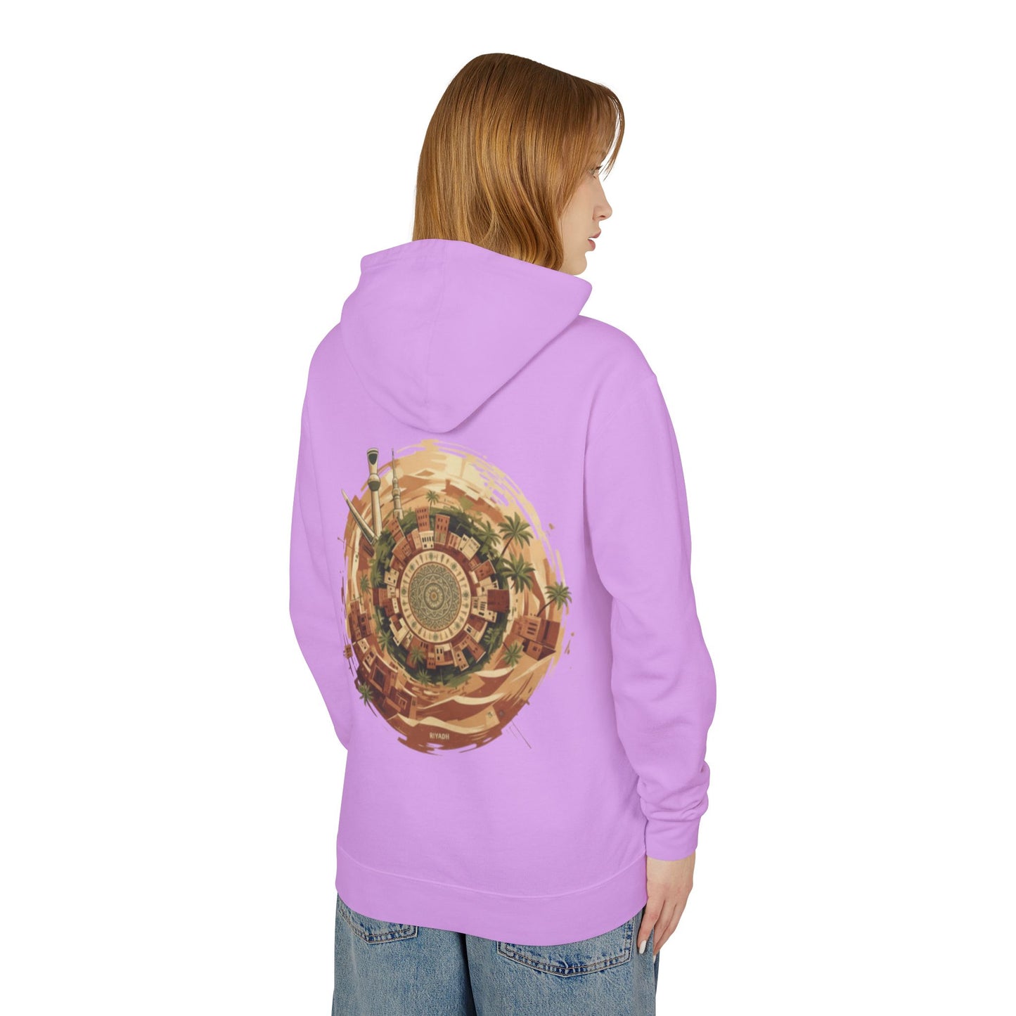 SPIRAL OASIS MIDDLE EAST DEPICTION Unisex Lightweight Hooded Sweatshirt
