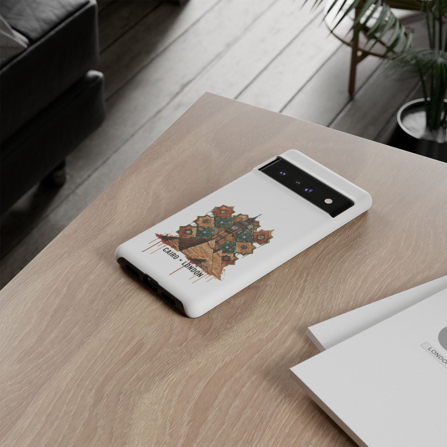 Cairo × London Phone Case — Vintage Mosaic Pyramids & Big Ben Travel Design