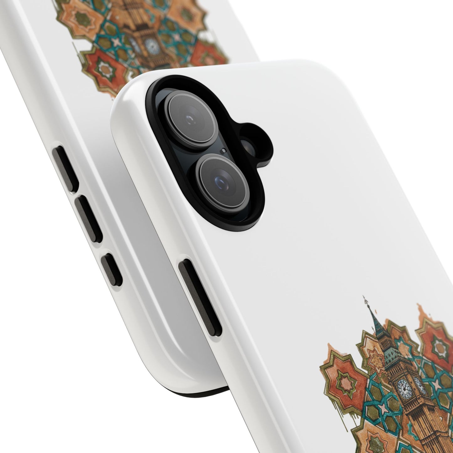 Cairo × London Phone Case — Vintage Mosaic Pyramids & Big Ben Travel Design