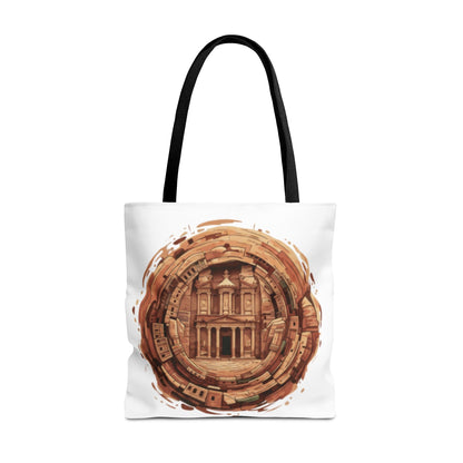 Petra Circle Art Tote Bag — Ancient Rose Sandstone Illustration